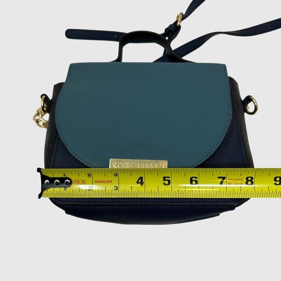 Steve Madden Mini Crossbody Purse Teal Navy Blue Gold Chain Strap - Picture 8 of 9